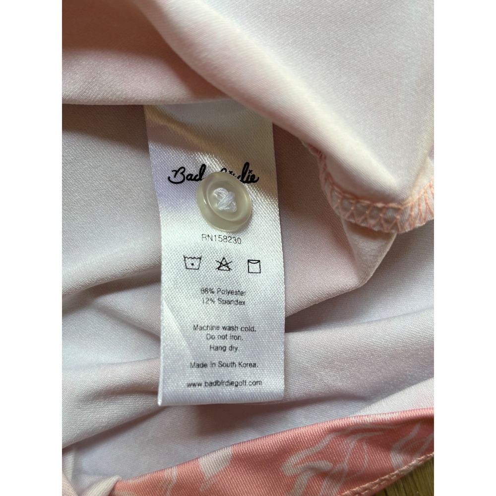 Bad Birdie Mens Pink Floral Performance Golf Polo Shirt Size Large Short Sleeve - Picture 8 of 9